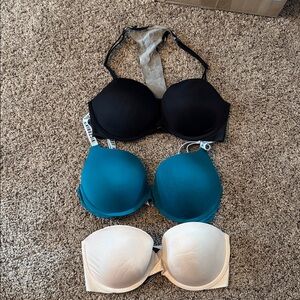 Victoria’s Secret 

Set of Three Bras - Black, Teal, and Cream